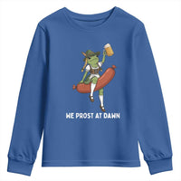 Funny Oktoberfest Frog Youth Sweatshirt We Prost At Dawn Dirndl Sausage Beer Lover
