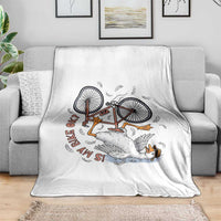 Funny Bike Crash Cycling Goose Lover Throw Blanket Is My Bike OK