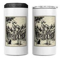 Funny Medieval Knight Boop Black Cat 4 in 1 Can Cooler Tumbler Renaissance Fantasy Cat Lover