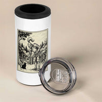 Funny Medieval Knight Boop Black Cat 4 in 1 Can Cooler Tumbler Renaissance Fantasy Cat Lover