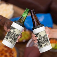 Funny Medieval Knight Boop Black Cat 4 in 1 Can Cooler Tumbler Renaissance Fantasy Cat Lover
