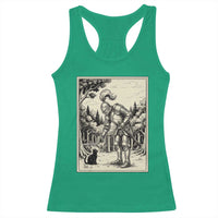 Funny Medieval Knight Boop Black Cat Racerback Tank Top Renaissance Fantasy Cat Lover