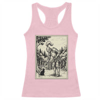 Funny Medieval Knight Boop Black Cat Racerback Tank Top Renaissance Fantasy Cat Lover