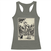 Funny Medieval Knight Boop Black Cat Racerback Tank Top Renaissance Fantasy Cat Lover