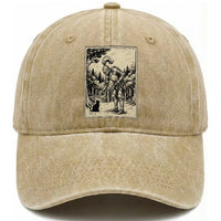 Funny Medieval Knight Boop Black Cat Washed Cotton Baseball Cap Renaissance Fantasy Cat Lover