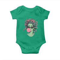Winking Medusa In Sunglasses Blowing Bubble Gum Baby Onesie Funny Greek Mythology Pop Art