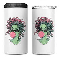 Winking Medusa In Sunglasses Blowing Bubble Gum 4 in 1 Can Cooler Tumbler Funny Greek Mythology Pop Art