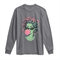 Winking Medusa In Sunglasses Blowing Bubble Gum Long Sleeve Shirt Funny Greek Mythology Pop Art