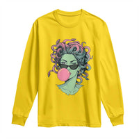 Winking Medusa In Sunglasses Blowing Bubble Gum Long Sleeve Shirt Funny Greek Mythology Pop Art