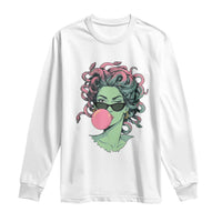 Winking Medusa In Sunglasses Blowing Bubble Gum Long Sleeve Shirt Funny Greek Mythology Pop Art