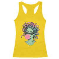 Winking Medusa In Sunglasses Blowing Bubble Gum Racerback Tank Top Funny Greek Mythology Pop Art