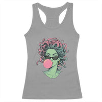 Winking Medusa In Sunglasses Blowing Bubble Gum Racerback Tank Top Funny Greek Mythology Pop Art