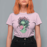Winking Medusa In Sunglasses Blowing Bubble Gum T Shirt For Women Funny Greek Mythology Pop Art