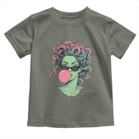 Winking Medusa In Sunglasses Blowing Bubble Gum Toddler T Shirt Funny Greek Mythology Pop Art