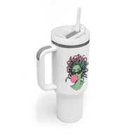 Winking Medusa In Sunglasses Blowing Bubble Gum Tumbler With Handle Funny Greek Mythology Pop Art