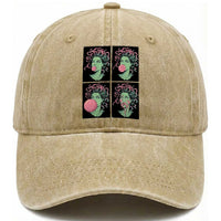 Funny Medusa Blowing Bubble Gum Washed Cotton Baseball Cap Greek Mythology Pop Art Gift