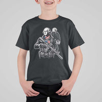 George Washington Tactical Soldier T Shirt For Kid Military Patriot Bald Eagle USA Flag Gift