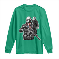 George Washington Tactical Soldier Long Sleeve Shirt Military Patriot Bald Eagle USA Flag Gift