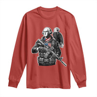 George Washington Tactical Soldier Long Sleeve Shirt Military Patriot Bald Eagle USA Flag Gift