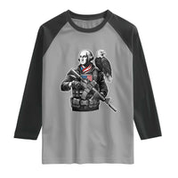 George Washington Tactical Soldier Raglan Shirt Military Patriot Bald Eagle USA Flag Gift
