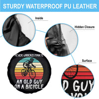 Never Underestimate An Old Guy On A Bicycle Spare Tire Cover Cycling Lover Gift