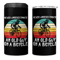 Never Underestimate An Old Guy On A Bicycle 4 in 1 Can Cooler Tumbler Cycling Lover Gift