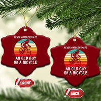 Never Underestimate An Old Guy On A Bicycle Ceramic Ornament Cycling Lover Gift