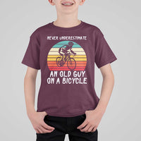 Never Underestimate An Old Guy On A Bicycle T Shirt For Kid Cycling Lover Gift