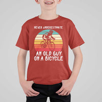 Never Underestimate An Old Guy On A Bicycle T Shirt For Kid Cycling Lover Gift