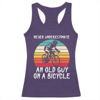 Never Underestimate An Old Guy On A Bicycle Racerback Tank Top Cycling Lover Gift