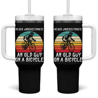 Never Underestimate An Old Guy On A Bicycle Tumbler With Handle Cycling Lover Gift