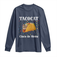 Funny Taco Cat Cinco De Meow Long Sleeve Shirt Mexican Food Lover Gift - Wonder Print Shop