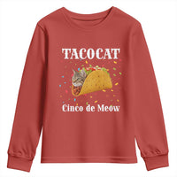 Funny Taco Cat Cinco De Meow Youth Sweatshirt Mexican Food Lover Gift - Wonder Print Shop
