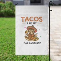 Tacos Are My Love Language Garden Flag Funny Cat Eating Taco - Wonder Print Shop