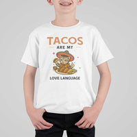 Tacos Are My Love Language T Shirt For Kid Funny Cat Eating Taco - Wonder Print Shop