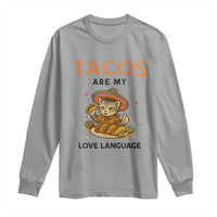Tacos Are My Love Language Long Sleeve Shirt Funny Cat Eating Taco - Wonder Print Shop