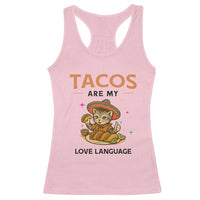 Tacos Are My Love Language Racerback Tank Top Funny Cat Eating Taco - Wonder Print Shop