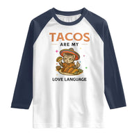 Tacos Are My Love Language Raglan Shirt Funny Cat Eating Taco - Wonder Print Shop