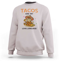 Tacos Are My Love Language Sweatshirt Funny Cat Eating Taco - Wonder Print Shop