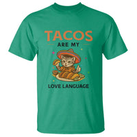 Tacos Are My Love Language T Shirt Funny Cat Eating Taco - Wonder Print Shop
