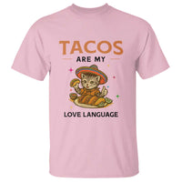 Tacos Are My Love Language T Shirt Funny Cat Eating Taco - Wonder Print Shop