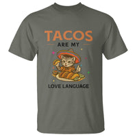 Tacos Are My Love Language T Shirt Funny Cat Eating Taco - Wonder Print Shop