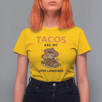 Tacos Are My Love Language T Shirt For Women Funny Cat Eating Taco - Wonder Print Shop