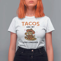 Tacos Are My Love Language T Shirt For Women Funny Cat Eating Taco - Wonder Print Shop