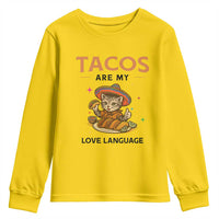 Tacos Are My Love Language Youth Sweatshirt Funny Cat Eating Taco - Wonder Print Shop