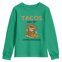 Tacos Are My Love Language Youth Sweatshirt Funny Cat Eating Taco - Wonder Print Shop