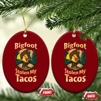 Funny Bigfoot Stole My Tacos Ceramic Ornament Sasquatch Taco Lover
