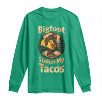Funny Bigfoot Stole My Tacos Long Sleeve Shirt Sasquatch Taco Lover