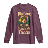 Funny Bigfoot Stole My Tacos Long Sleeve Shirt Sasquatch Taco Lover