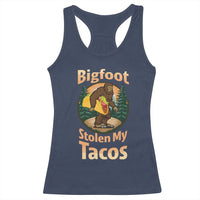 Funny Bigfoot Stole My Tacos Racerback Tank Top Sasquatch Taco Lover